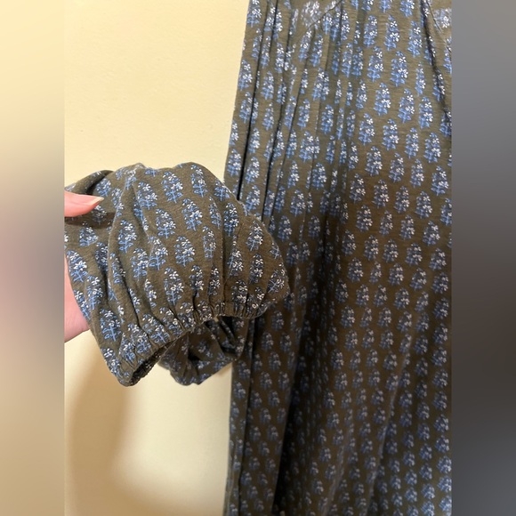 Lucky Brand 3X Micro Floral Henley Peasant Top Popover Boho Artsy Cotton Modal - Picture 4 of 8